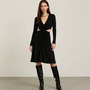 The Drop Women's Black Cut-Out Waist Long Sleeve Dress – Size L – NWT